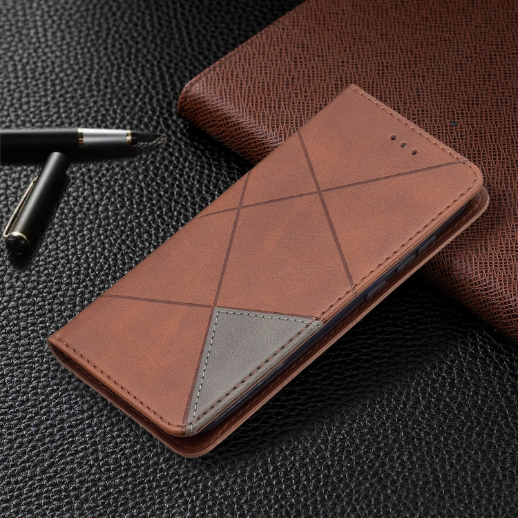 For Nokia C1 Plus Rhombus Texture Horizontal Flip Magnetic Leather Case with Holder & Card Slots
