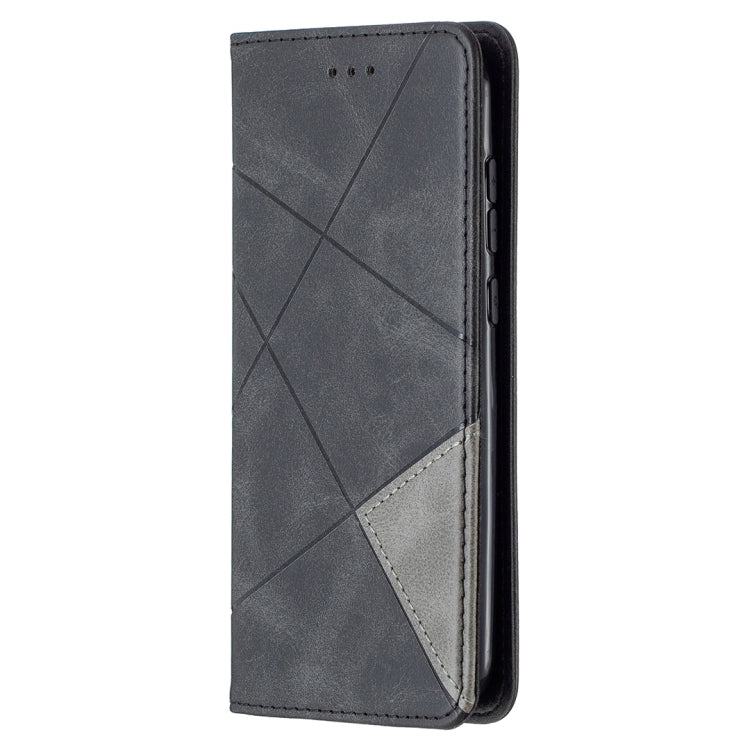 For Nokia C1 Plus Rhombus Texture Horizontal Flip Magnetic Leather Case with Holder & Card Slots