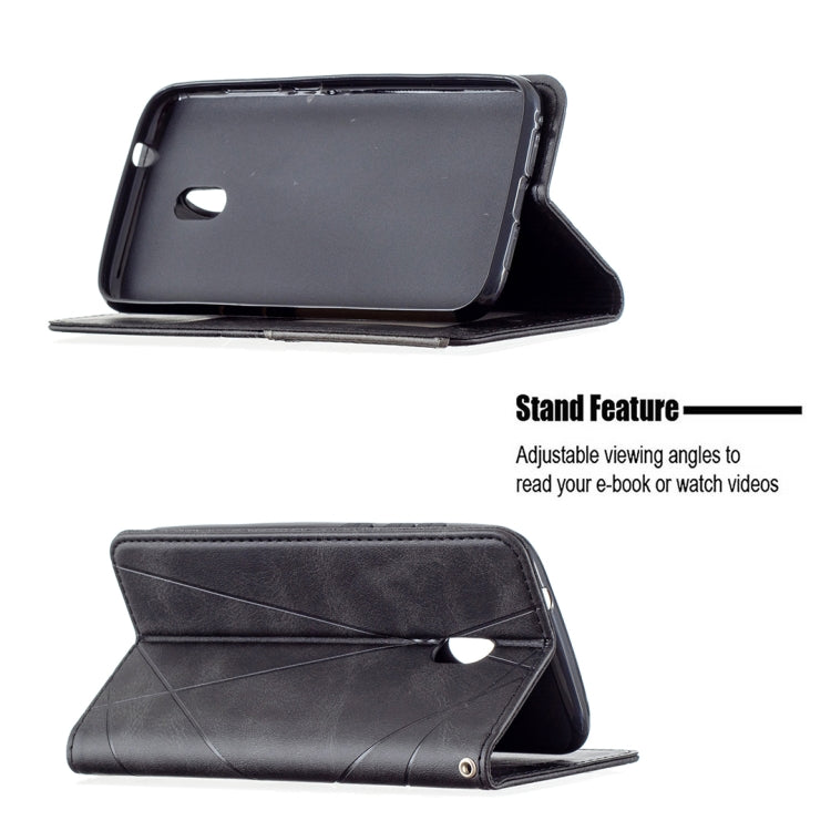 For Nokia C1 Plus Rhombus Texture Horizontal Flip Magnetic Leather Case with Holder & Card Slots