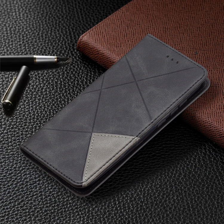 For Nokia C1 Plus Rhombus Texture Horizontal Flip Magnetic Leather Case with Holder & Card Slots