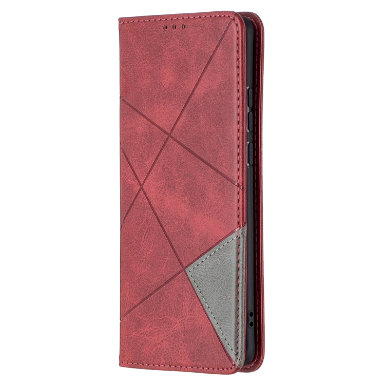 For Huawei P50 Pro Rhombus Texture Horizontal Flip Magnetic Leather Case with Holder & Card Slots