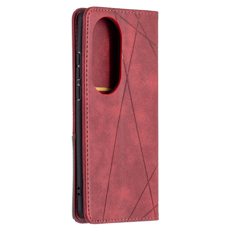 For Huawei P50 Pro Rhombus Texture Horizontal Flip Magnetic Leather Case with Holder & Card Slots