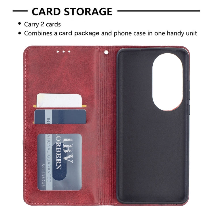 For Huawei P50 Pro Rhombus Texture Horizontal Flip Magnetic Leather Case with Holder & Card Slots