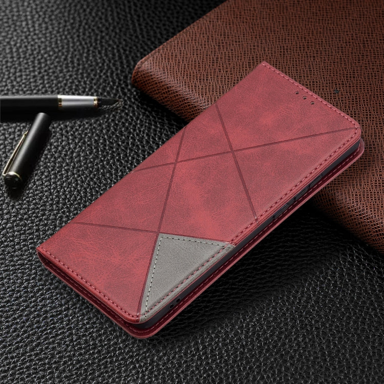 For Huawei P50 Pro Rhombus Texture Horizontal Flip Magnetic Leather Case with Holder & Card Slots