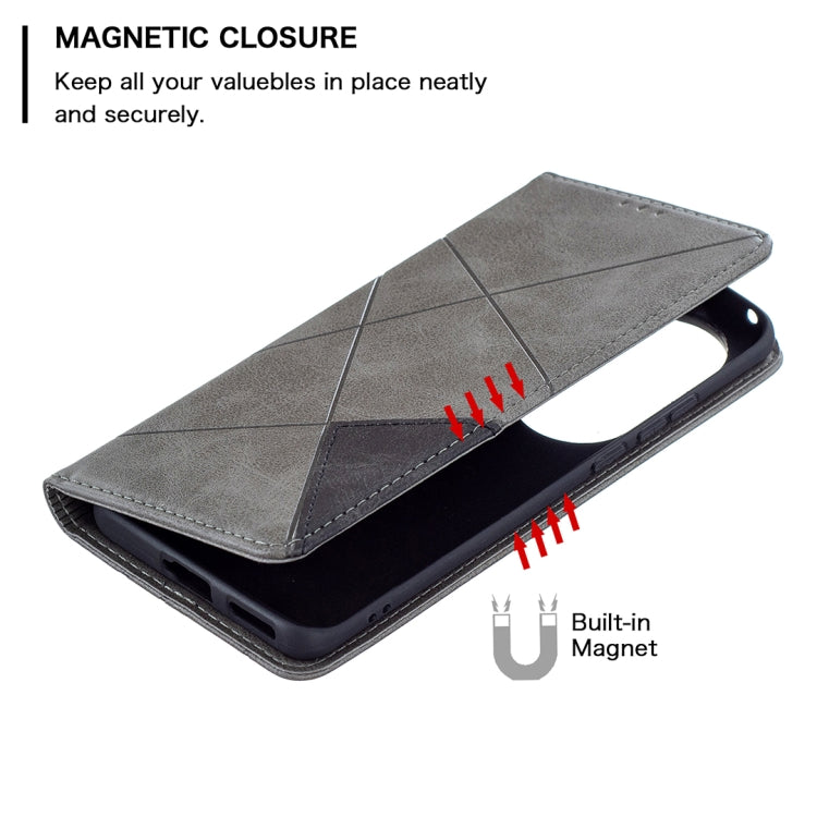 For Huawei P50 Pro Rhombus Texture Horizontal Flip Magnetic Leather Case with Holder & Card Slots