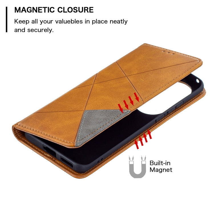 For Huawei P50 Pro Rhombus Texture Horizontal Flip Magnetic Leather Case with Holder & Card Slots