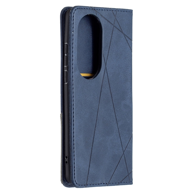 For Huawei P50 Pro Rhombus Texture Horizontal Flip Magnetic Leather Case with Holder & Card Slots