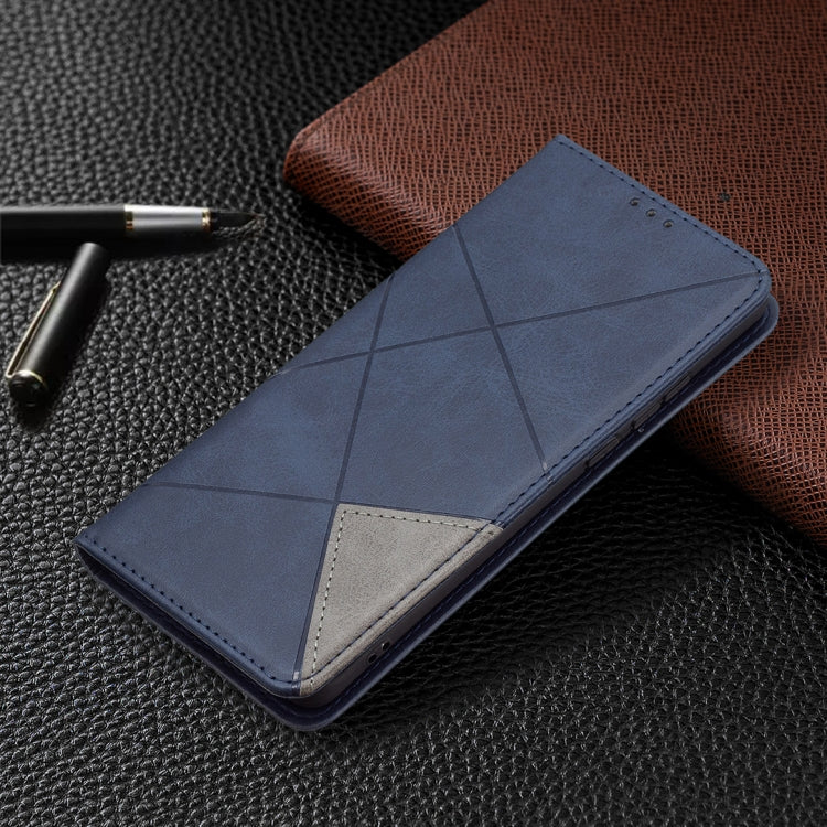 For Huawei P50 Pro Rhombus Texture Horizontal Flip Magnetic Leather Case with Holder & Card Slots