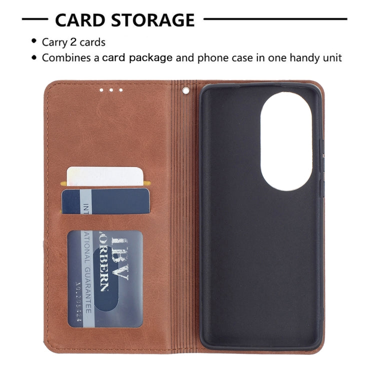 For Huawei P50 Pro Rhombus Texture Horizontal Flip Magnetic Leather Case with Holder & Card Slots
