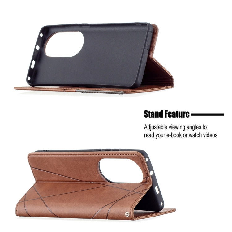 For Huawei P50 Pro Rhombus Texture Horizontal Flip Magnetic Leather Case with Holder & Card Slots