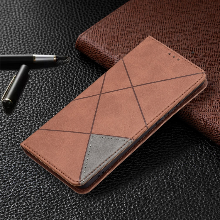 For Huawei P50 Pro Rhombus Texture Horizontal Flip Magnetic Leather Case with Holder & Card Slots
