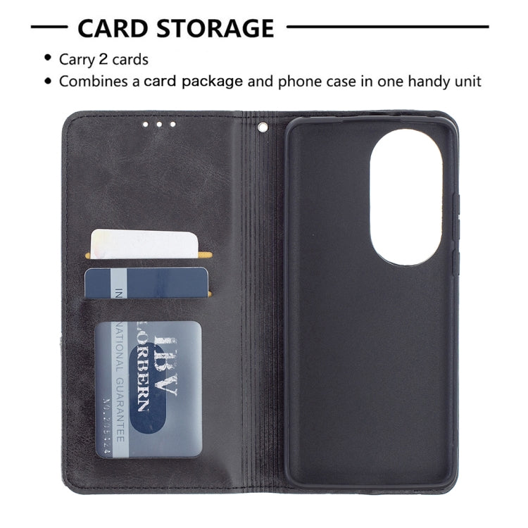 For Huawei P50 Pro Rhombus Texture Horizontal Flip Magnetic Leather Case with Holder & Card Slots