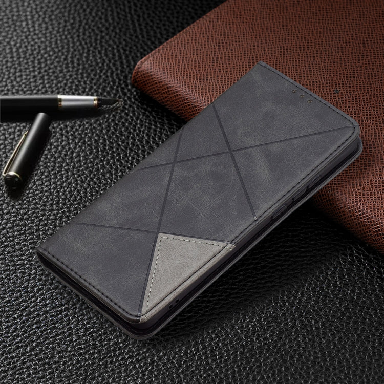 For Huawei P50 Pro Rhombus Texture Horizontal Flip Magnetic Leather Case with Holder & Card Slots