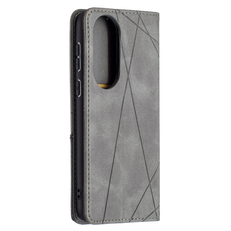 For Huawei P50 Rhombus Texture Horizontal Flip Magnetic Leather Case with Holder & Card Slots