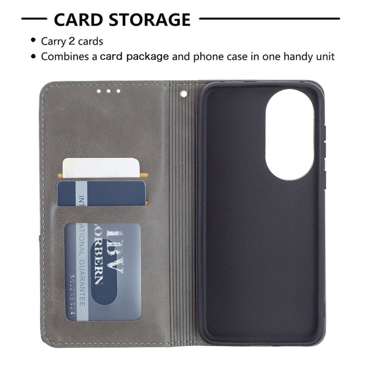 For Huawei P50 Rhombus Texture Horizontal Flip Magnetic Leather Case with Holder & Card Slots
