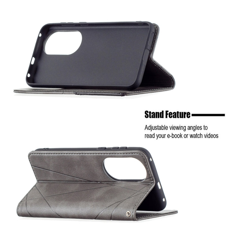 For Huawei P50 Rhombus Texture Horizontal Flip Magnetic Leather Case with Holder & Card Slots