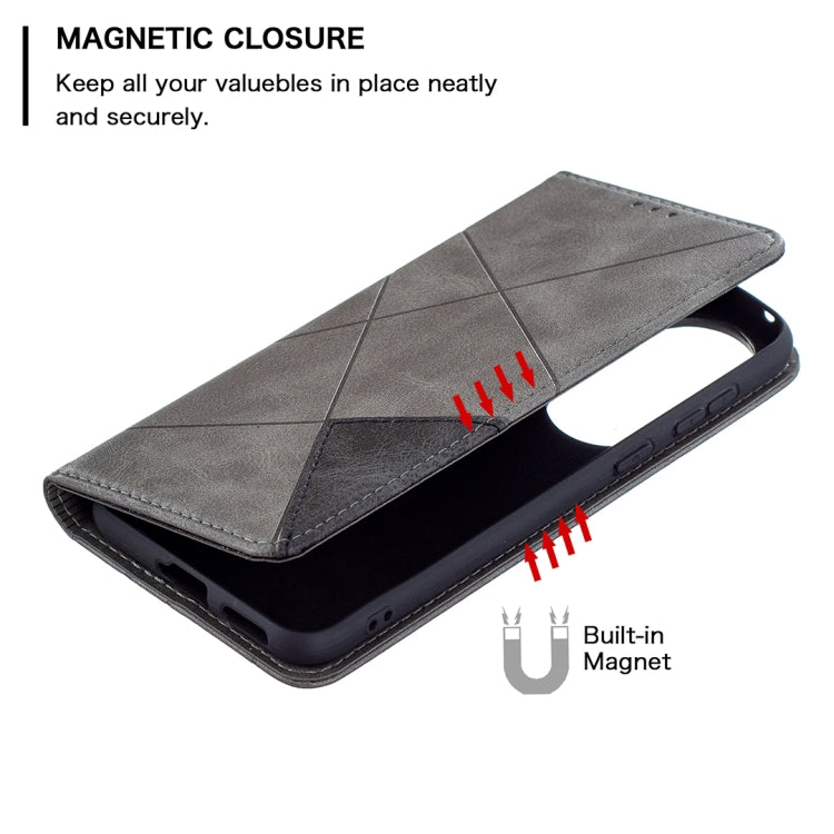 For Huawei P50 Rhombus Texture Horizontal Flip Magnetic Leather Case with Holder & Card Slots