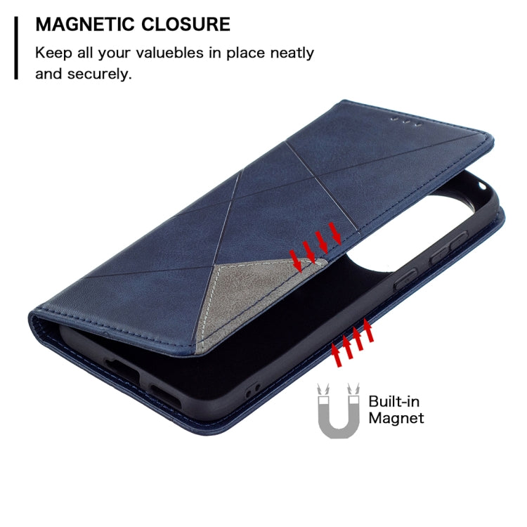 For Huawei P50 Rhombus Texture Horizontal Flip Magnetic Leather Case with Holder & Card Slots
