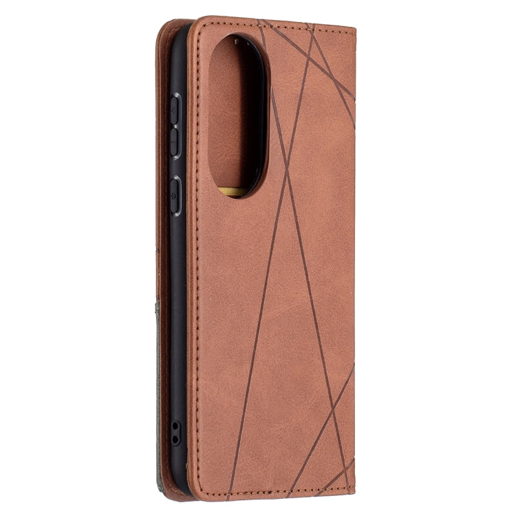For Huawei P50 Rhombus Texture Horizontal Flip Magnetic Leather Case with Holder & Card Slots