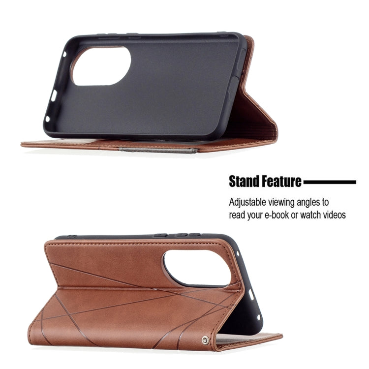 For Huawei P50 Rhombus Texture Horizontal Flip Magnetic Leather Case with Holder & Card Slots
