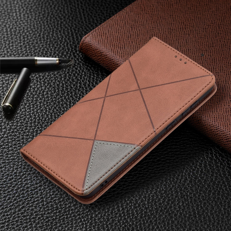 For Huawei P50 Rhombus Texture Horizontal Flip Magnetic Leather Case with Holder & Card Slots