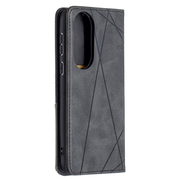 For Huawei P50 Rhombus Texture Horizontal Flip Magnetic Leather Case with Holder & Card Slots