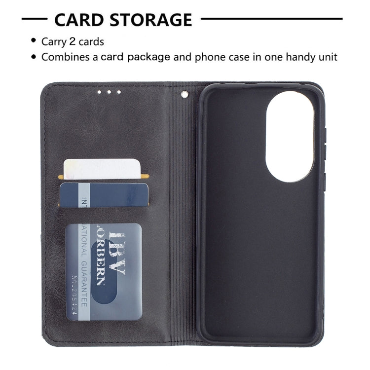 For Huawei P50 Rhombus Texture Horizontal Flip Magnetic Leather Case with Holder & Card Slots