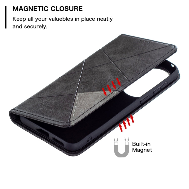 For Huawei P50 Rhombus Texture Horizontal Flip Magnetic Leather Case with Holder & Card Slots