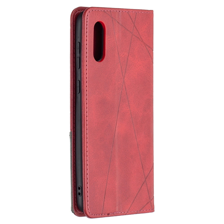 For Samsung Galaxy A02 Rhombus Texture Horizontal Flip Magnetic Leather Case with Holder & Card Slots