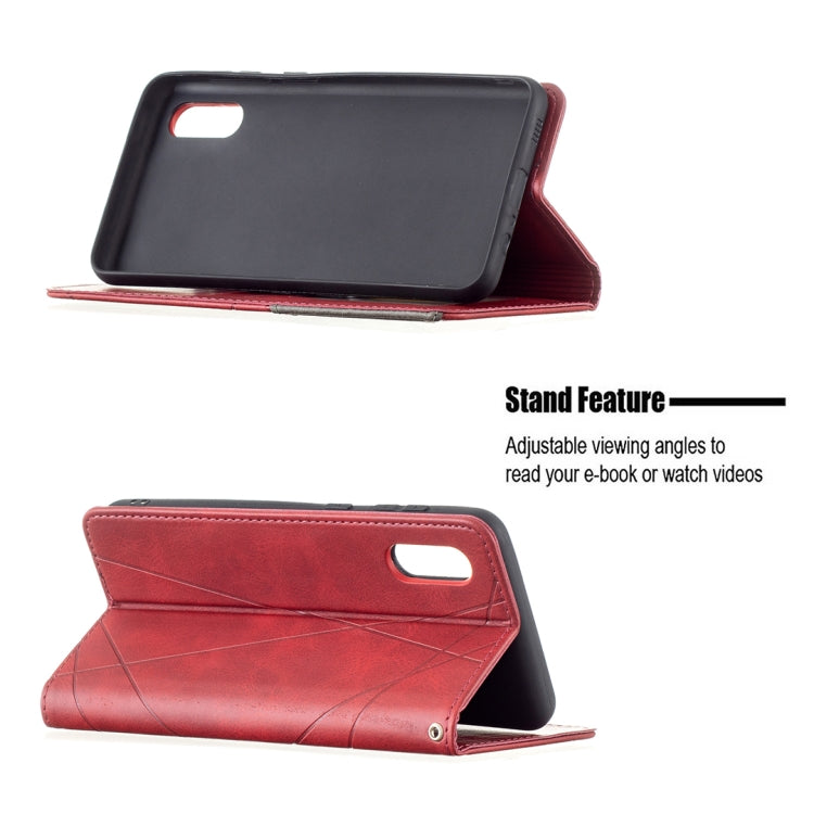 For Samsung Galaxy A02 Rhombus Texture Horizontal Flip Magnetic Leather Case with Holder & Card Slots
