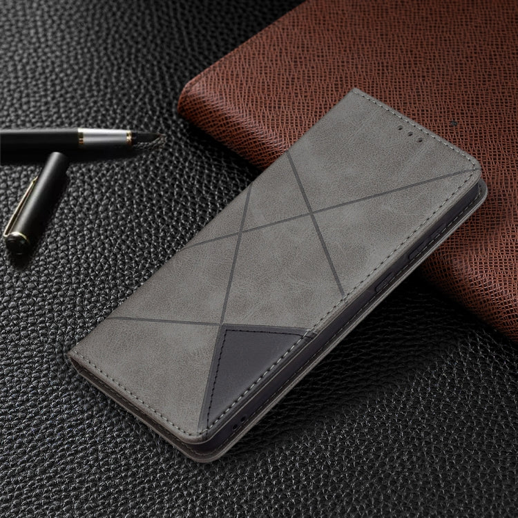 For Samsung Galaxy A02 Rhombus Texture Horizontal Flip Magnetic Leather Case with Holder & Card Slots