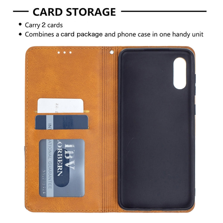 For Samsung Galaxy A02 Rhombus Texture Horizontal Flip Magnetic Leather Case with Holder & Card Slots