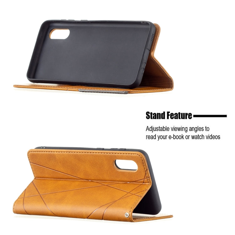 For Samsung Galaxy A02 Rhombus Texture Horizontal Flip Magnetic Leather Case with Holder & Card Slots