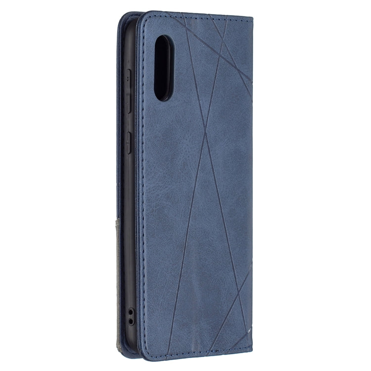 For Samsung Galaxy A02 Rhombus Texture Horizontal Flip Magnetic Leather Case with Holder & Card Slots