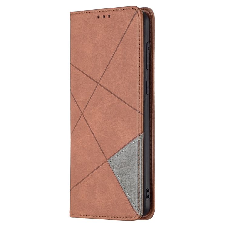 For Samsung Galaxy A02 Rhombus Texture Horizontal Flip Magnetic Leather Case with Holder & Card Slots