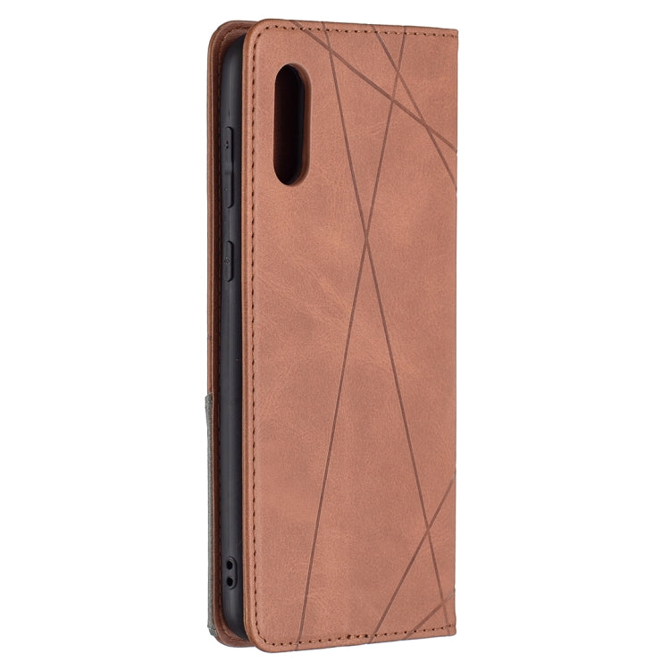 For Samsung Galaxy A02 Rhombus Texture Horizontal Flip Magnetic Leather Case with Holder & Card Slots