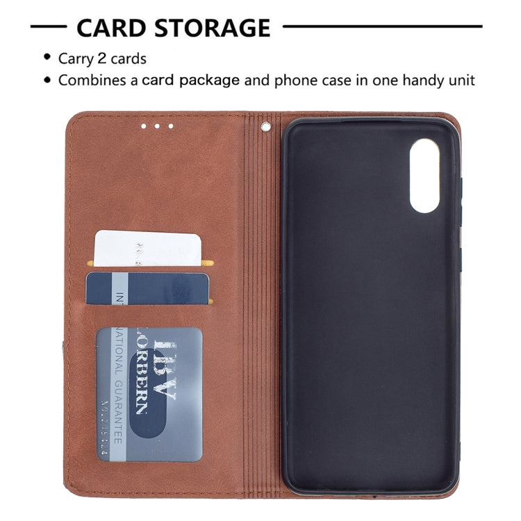 For Samsung Galaxy A02 Rhombus Texture Horizontal Flip Magnetic Leather Case with Holder & Card Slots