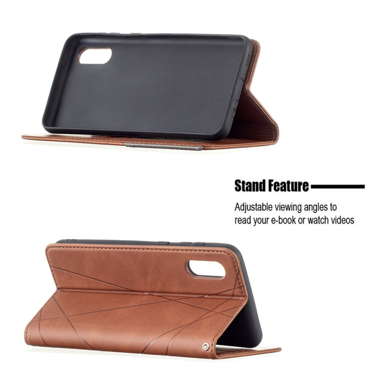 For Samsung Galaxy A02 Rhombus Texture Horizontal Flip Magnetic Leather Case with Holder & Card Slots