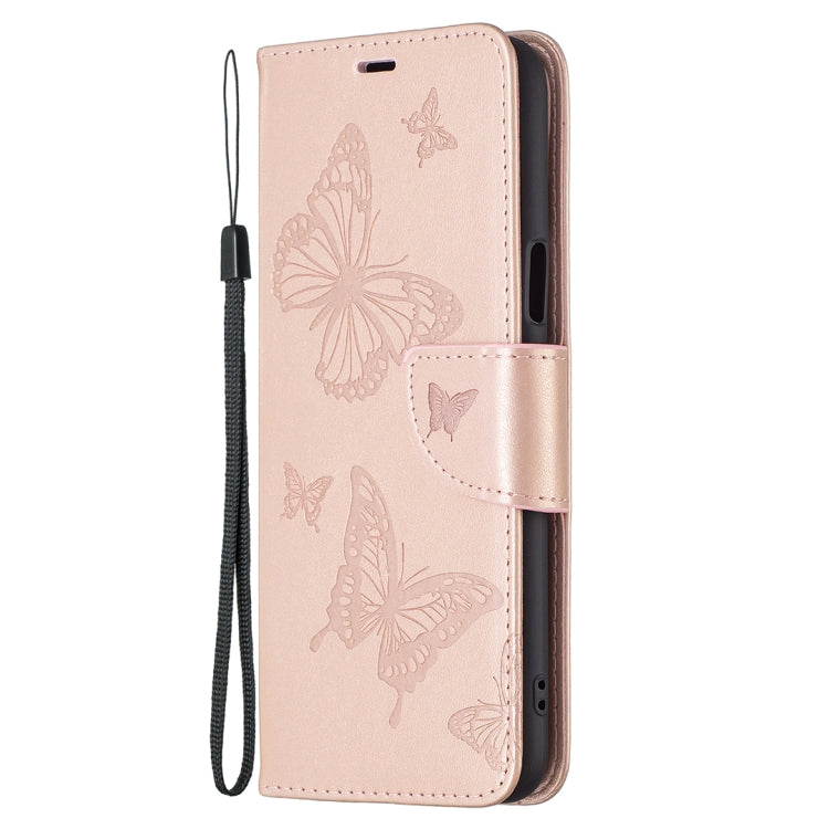 For LG K42 Two Butterflies Embossing Pattern Horizontal Flip Leather Case with Holder & Card Slot & Wallet & Lanyard