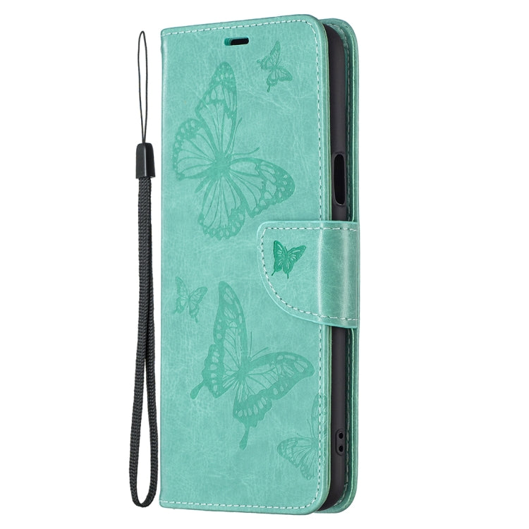 For LG K42 Two Butterflies Embossing Pattern Horizontal Flip Leather Case with Holder & Card Slot & Wallet & Lanyard
