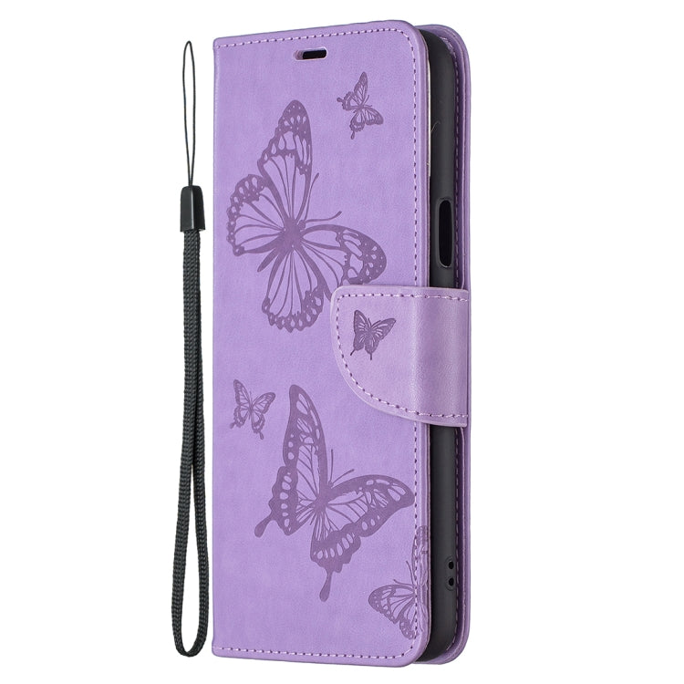 For LG K42 Two Butterflies Embossing Pattern Horizontal Flip Leather Case with Holder & Card Slot & Wallet & Lanyard