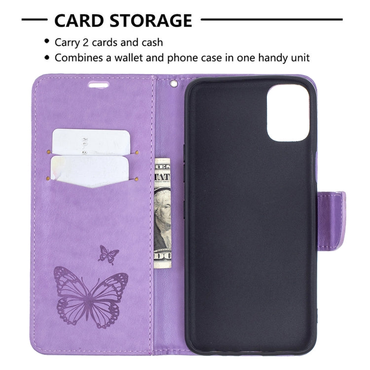 For LG K42 Two Butterflies Embossing Pattern Horizontal Flip Leather Case with Holder & Card Slot & Wallet & Lanyard
