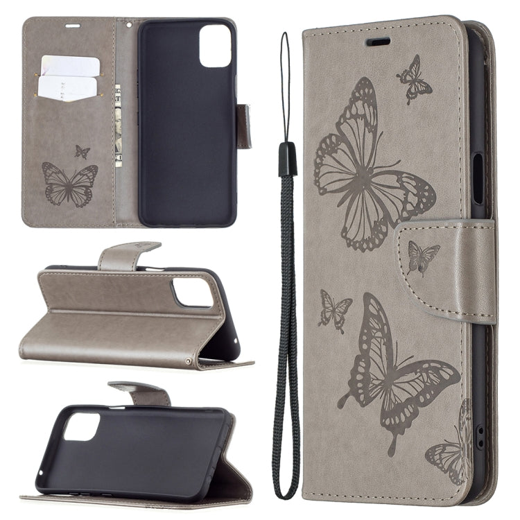 For LG K42 Two Butterflies Embossing Pattern Horizontal Flip Leather Case with Holder & Card Slot & Wallet & Lanyard