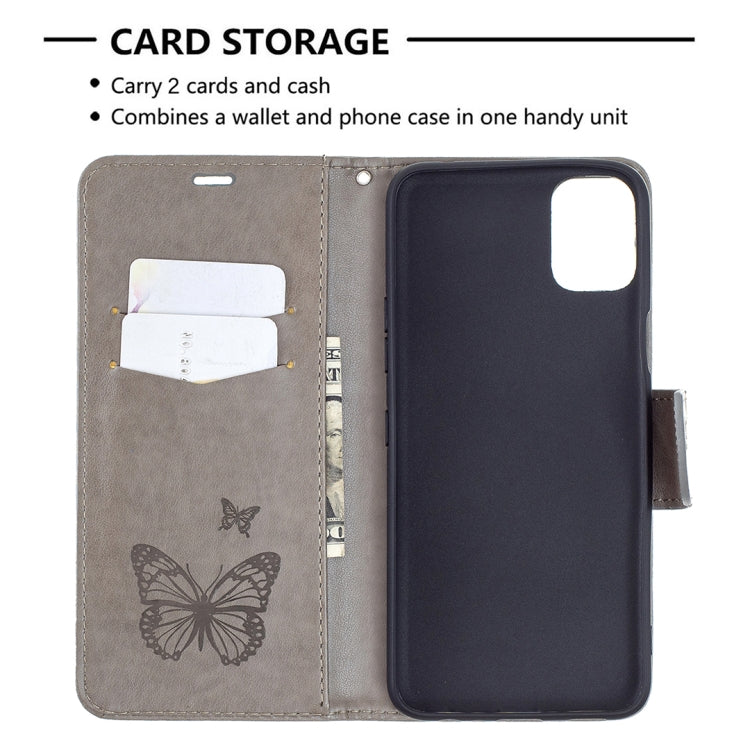 For LG K42 Two Butterflies Embossing Pattern Horizontal Flip Leather Case with Holder & Card Slot & Wallet & Lanyard