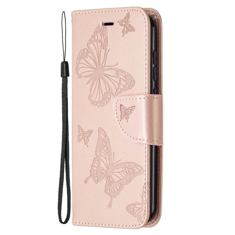 For Nokia C1 Plus Two Butterflies Embossing Pattern Horizontal Flip Leather Case with Holder & Card Slot & Wallet & Lanyard