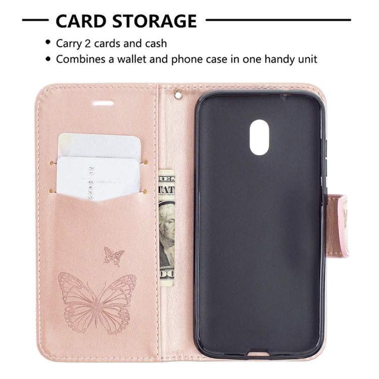 For Nokia C1 Plus Two Butterflies Embossing Pattern Horizontal Flip Leather Case with Holder & Card Slot & Wallet & Lanyard