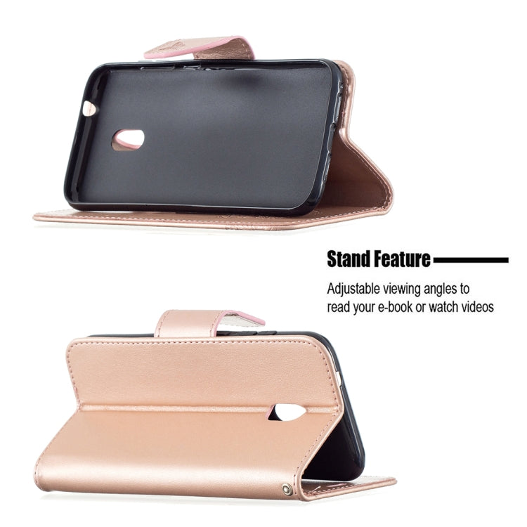 For Nokia C1 Plus Two Butterflies Embossing Pattern Horizontal Flip Leather Case with Holder & Card Slot & Wallet & Lanyard
