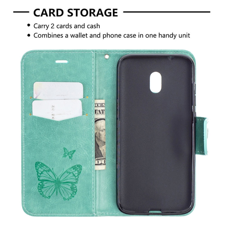 For Nokia C1 Plus Two Butterflies Embossing Pattern Horizontal Flip Leather Case with Holder & Card Slot & Wallet & Lanyard