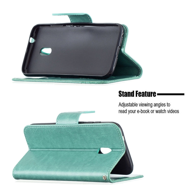 For Nokia C1 Plus Two Butterflies Embossing Pattern Horizontal Flip Leather Case with Holder & Card Slot & Wallet & Lanyard