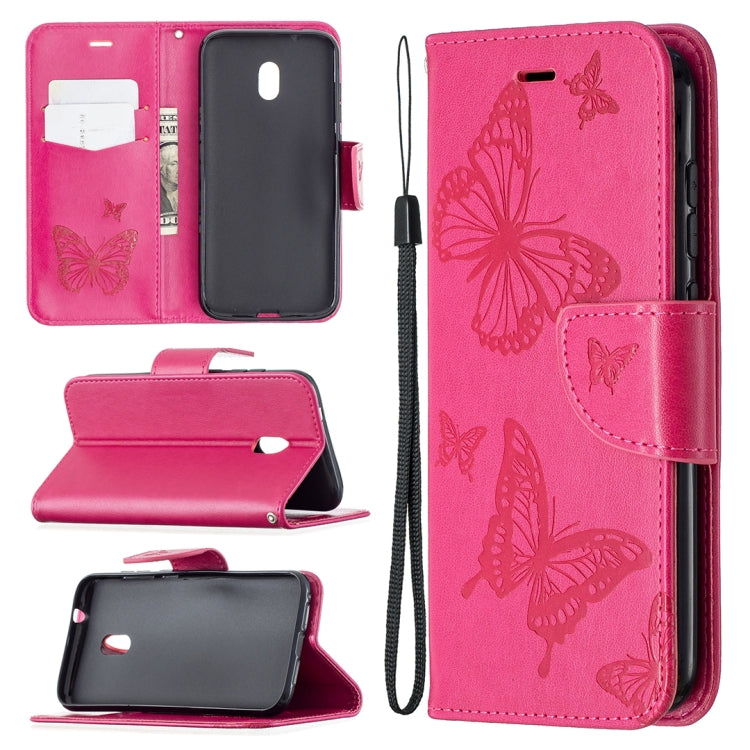 For Nokia C1 Plus Two Butterflies Embossing Pattern Horizontal Flip Leather Case with Holder & Card Slot & Wallet & Lanyard